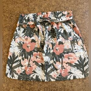 C&C California Pink and Green Floral Midi Skirt